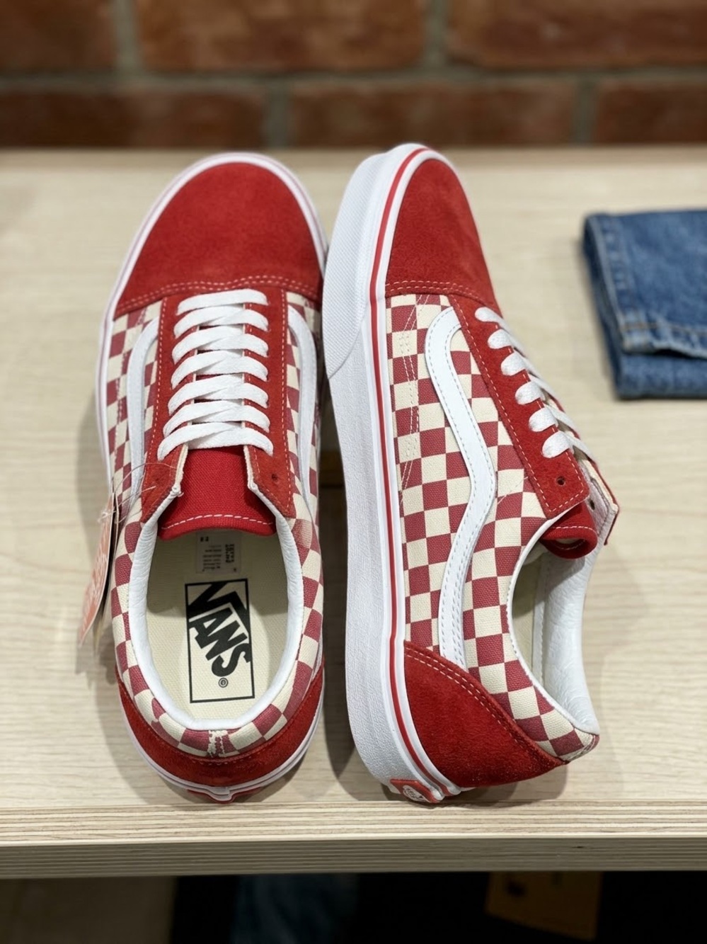 Vans Red and White Checkerboard Old Skool Sneakers
